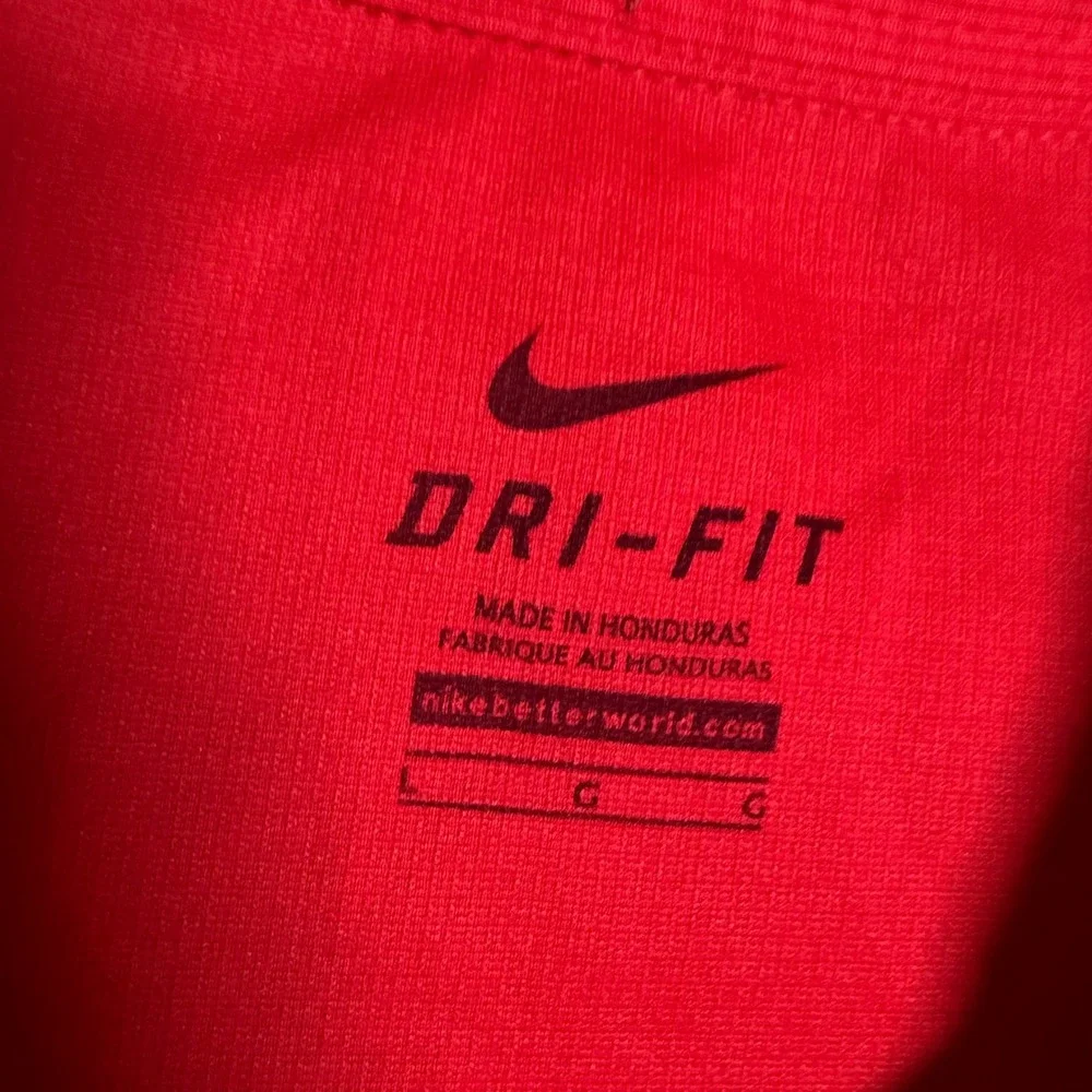 Nike Dri-FIT‎ Mens Large Red Short Sleeve Polo Shirt Embroidered Swoosh Piping